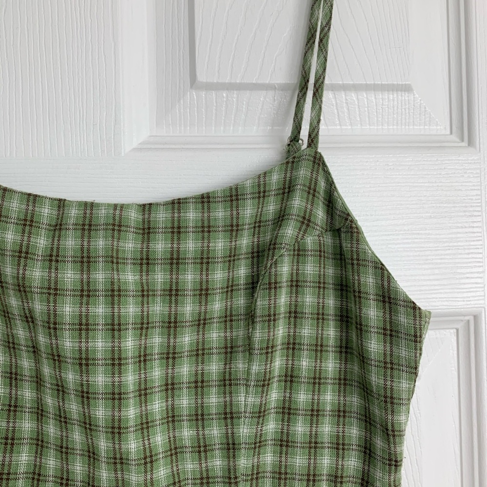 UO GREEN PLAID ALINE TANK DRESS
